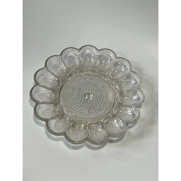 Vtg Indiana Glass Devil Egg Tray Platter Serving Dish Thick Heavy Dinnerware 3lb - Picture 1 of 5
